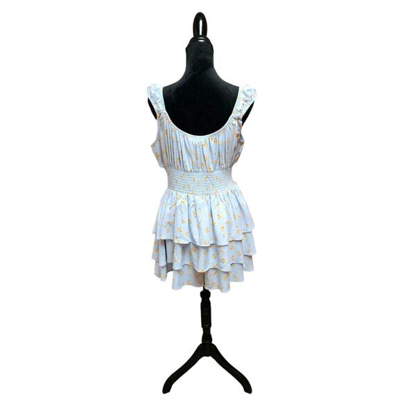 No Boundaries Size Large (13-14) Blue One Piece Romper With Puff Sleeves - Picture 6 of 7